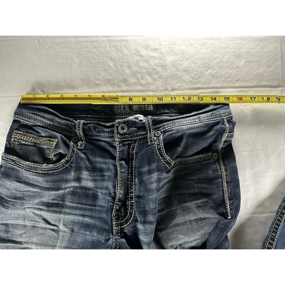 BKE Buckle Jeans Womens 30x30 Blue Denim Jake Straight Distressed Capri Ankle - Picture 7 of 16